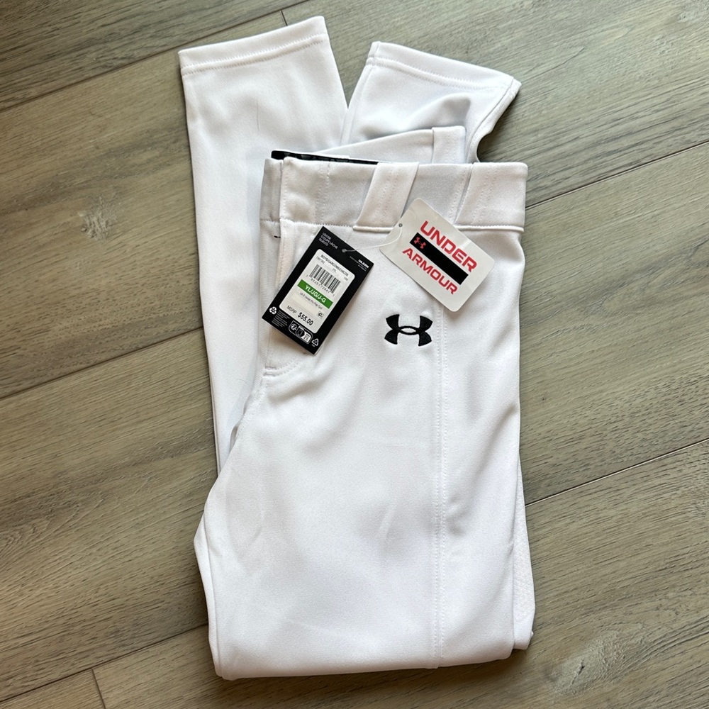 Under Armour White Baseball Pants with Black Logo